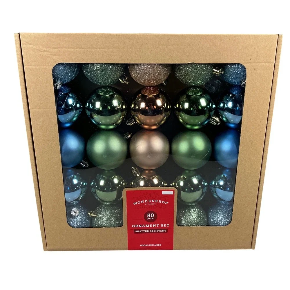 Wondershop Target 50ct Christmas Ornament Set Shatter Resistant Blue Green‎ Teal